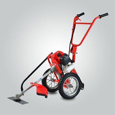 2 Stroke 52cc Hand Push Brush Cutter Grass Trimmer With Two Wheels